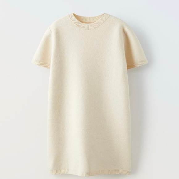 Zara Other - Zara girls beige short sleeve knit ponte sweater dress size 13 14 years